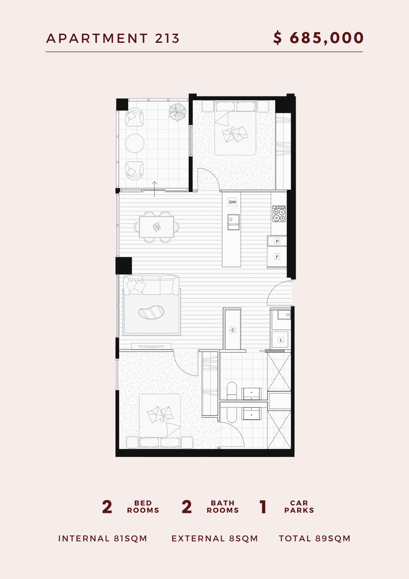 2-bed Floor plan