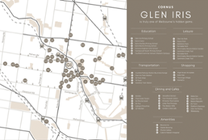Glen Iris project map with list of establishments